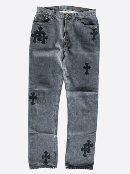 Chrome Hearts Levis Grey & Black Cross Patch Jeans