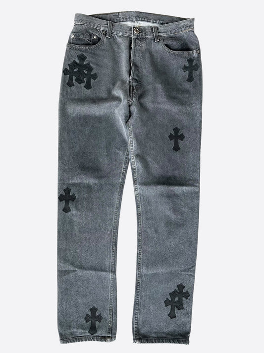Chrome Hearts Levis Grey & Black Cross Patch Jeans
