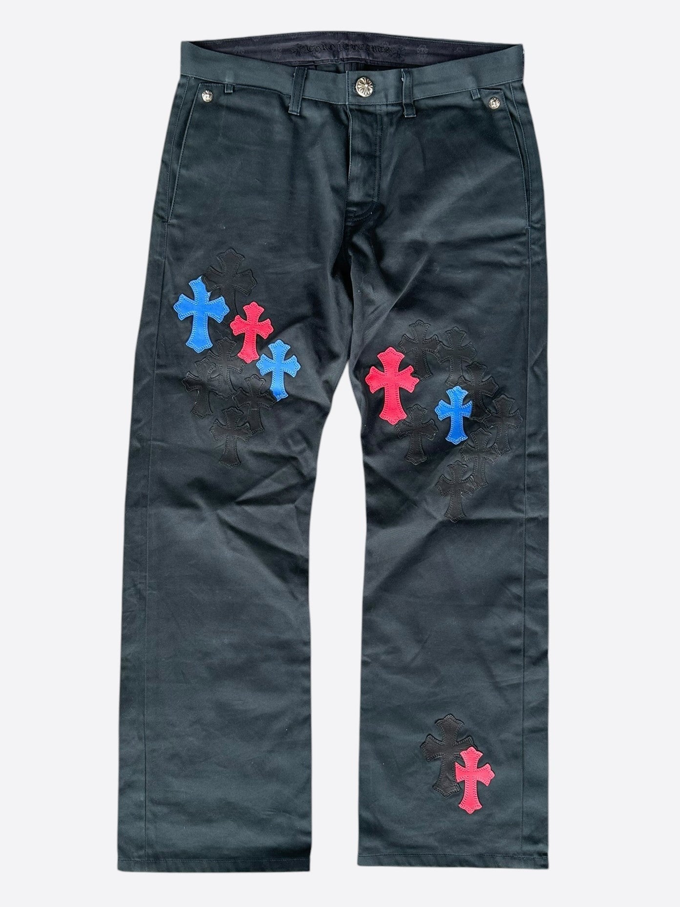 Chrome Hearts Dark Navy & Multicolor Cross Patch Chino Pants