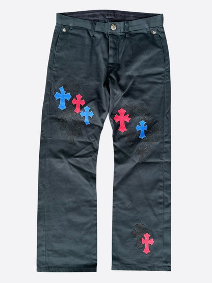 Chrome Hearts Dark Navy & Multicolor Cross Patch Chino Pants