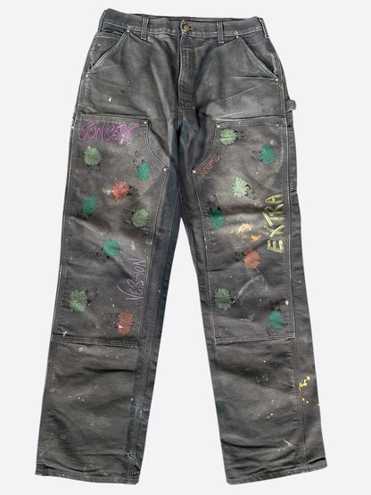 Matty Boy Carhartt Black & Multicolor Hand Painted Carpenter Pants