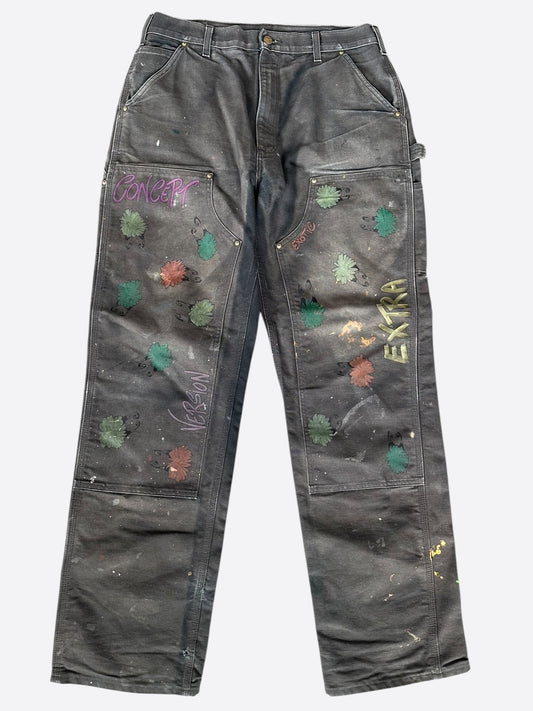 Matty Boy Carhartt Black & Multicolor Hand Painted Carpenter Pants
