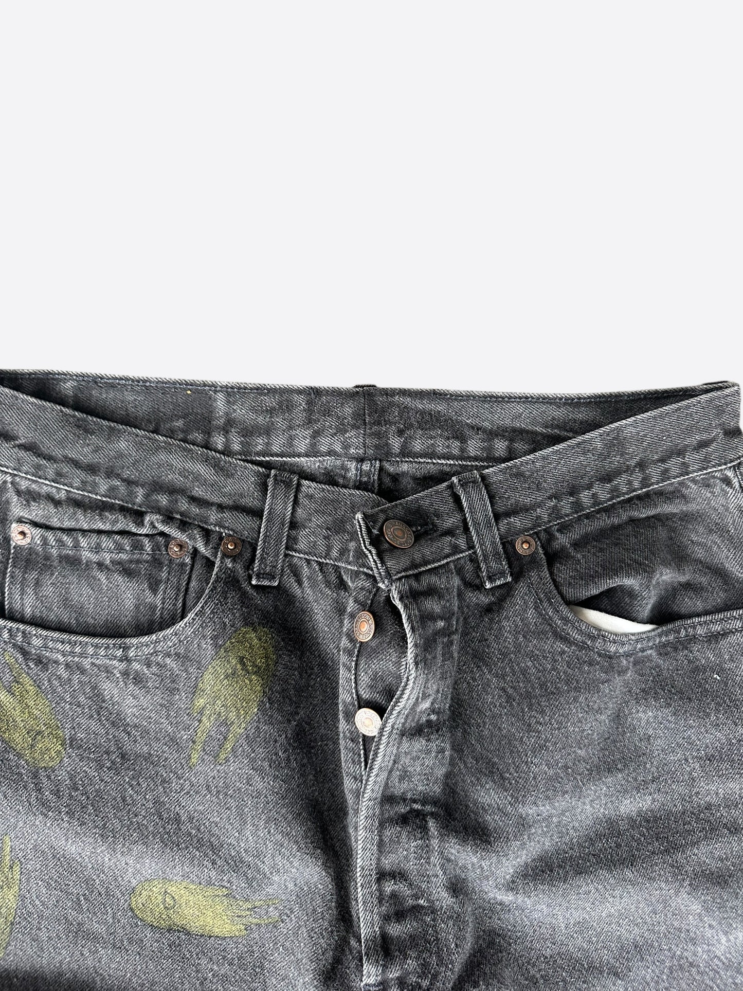Matty Boy Levis Black & Multicolor Hand Painted Jeans