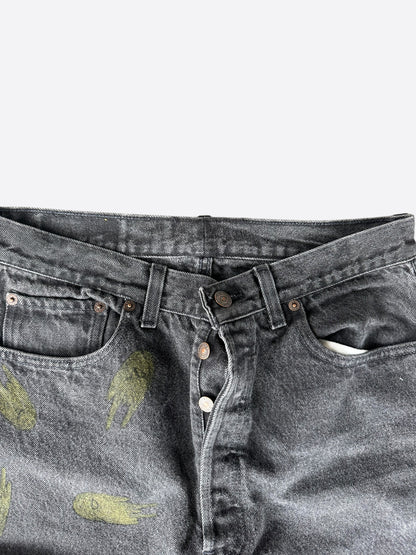 Matty Boy Levis Black & Multicolor Hand Painted Jeans