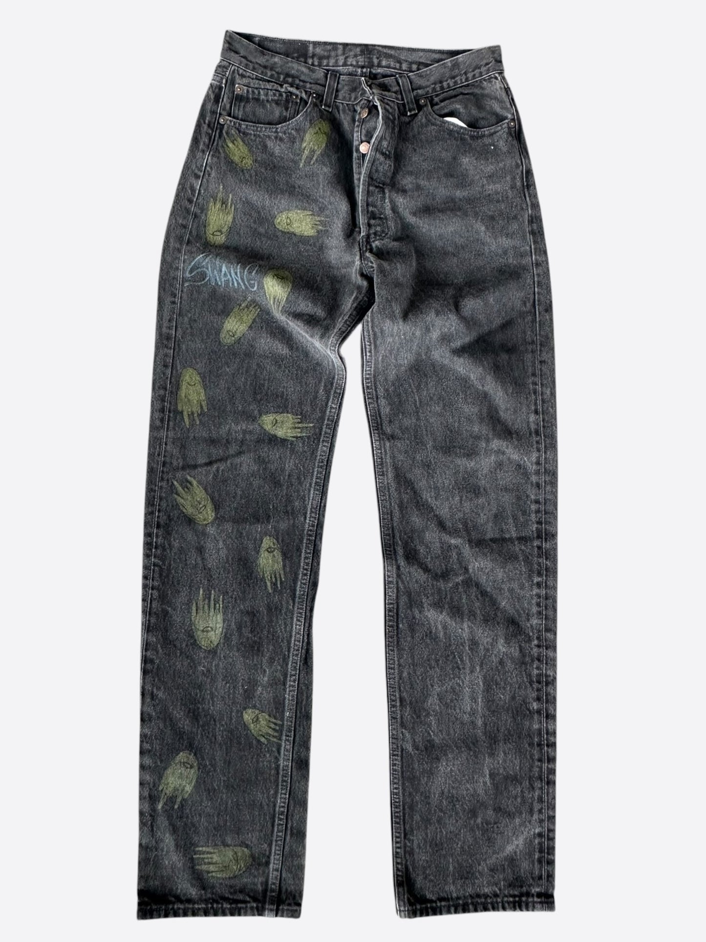 Matty Boy Levis Black & Multicolor Hand Painted Jeans