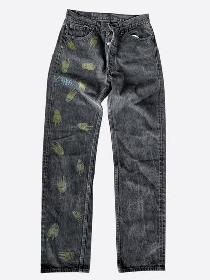 Matty Boy Levis Black & Multicolor Hand Painted Jeans