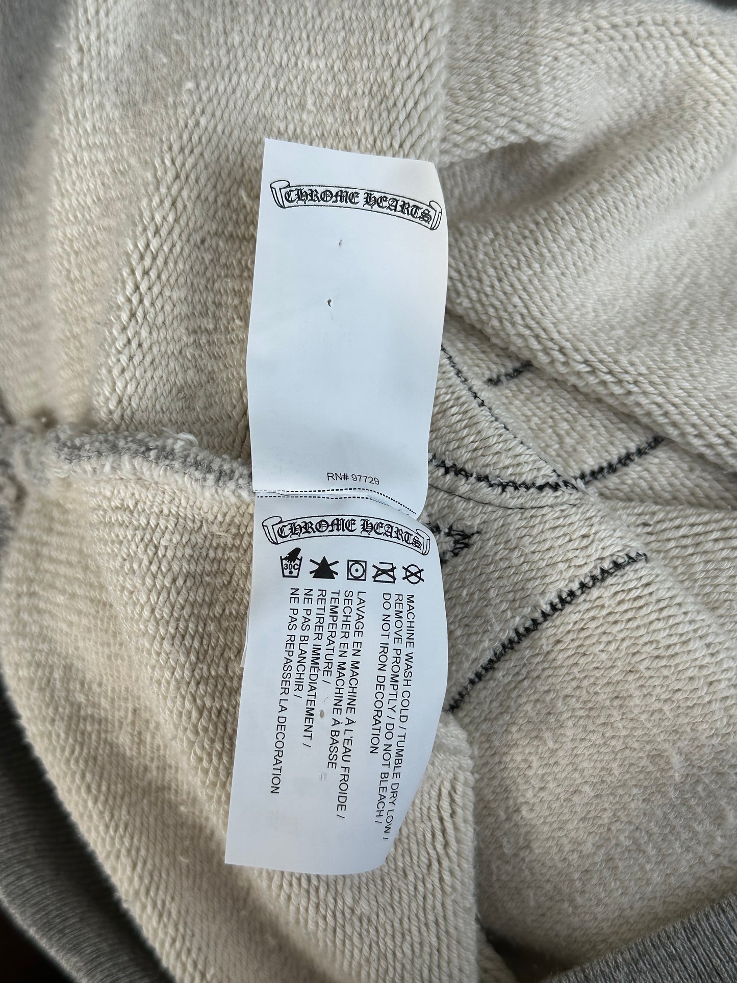 Chrome Hearts Grey & Black Triple Cross CH Logo Embroidered Hoodie