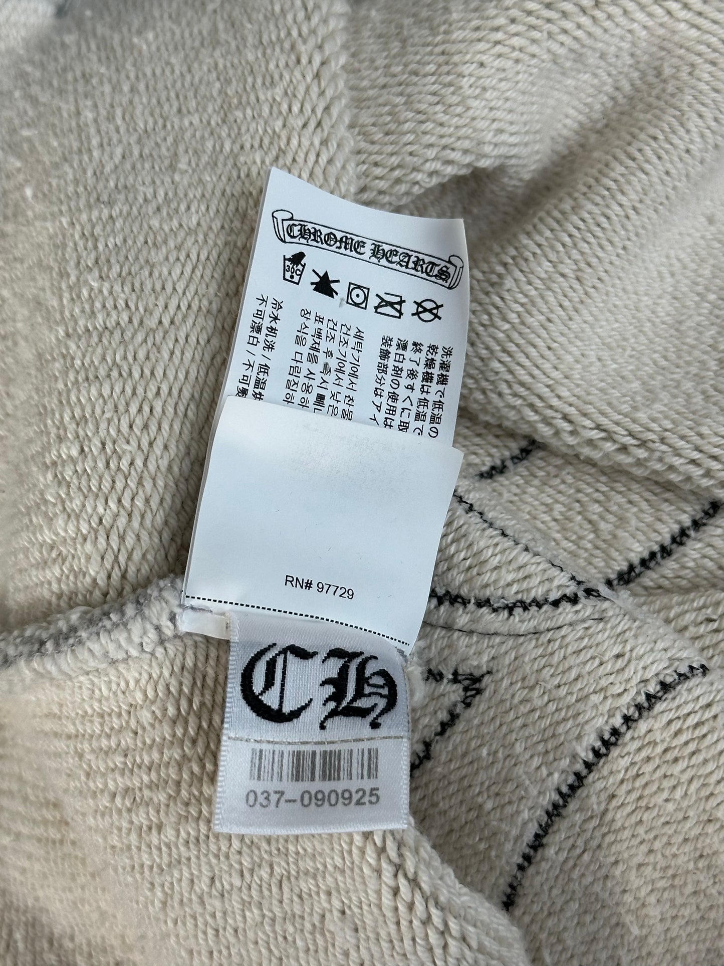 Chrome Hearts Grey & Black Triple Cross CH Logo Embroidered Hoodie