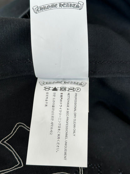 Chrome Hearts Black, White & Blue Cross Patch Work Dog Jacket