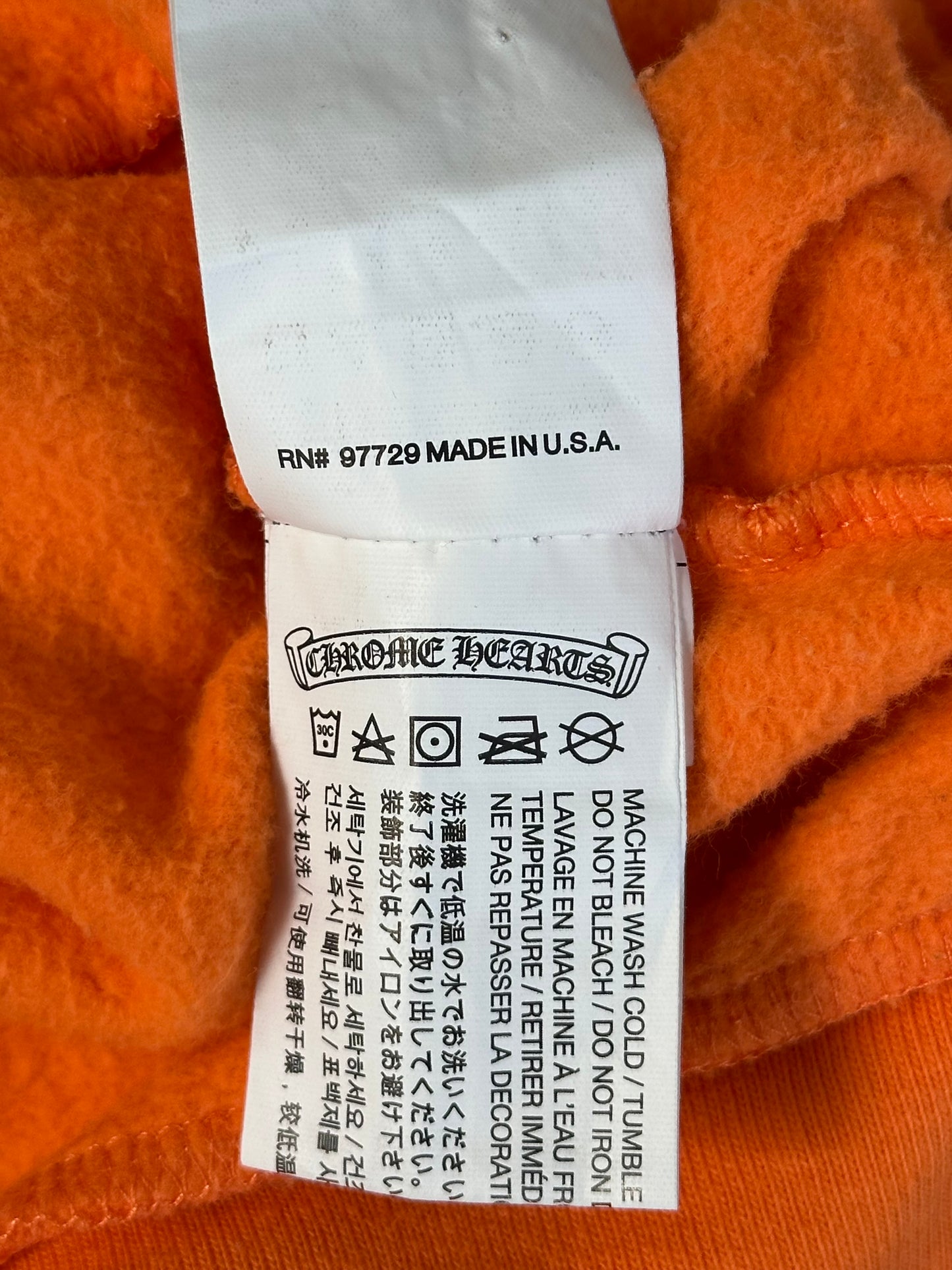 Chrome Hearts Off-White Orange & Black Cross Patch Hoodie