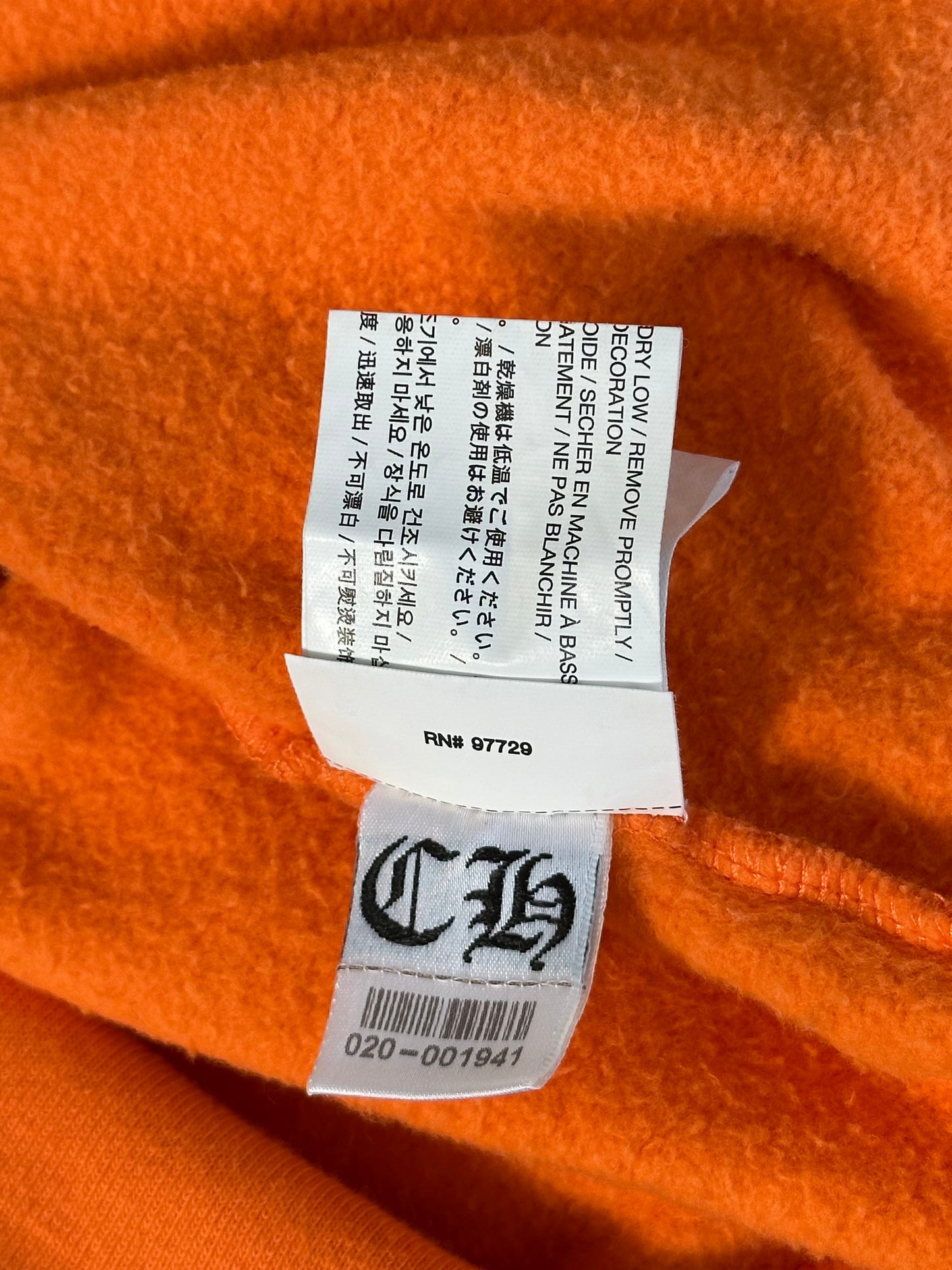 Chrome Hearts Off-White Orange & Black Cross Patch Hoodie