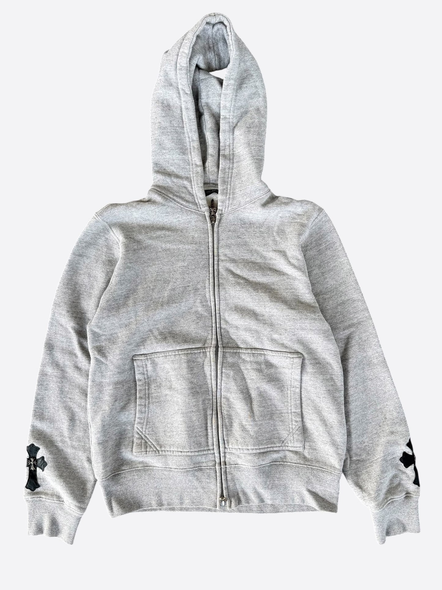 Chrome Hearts Grey & Black Cross Patch Zip Up Hoodie