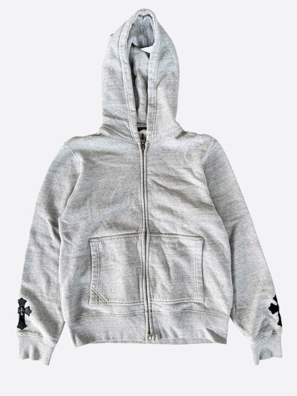 Chrome Hearts Grey & Black Cross Patch Zip Up Hoodie