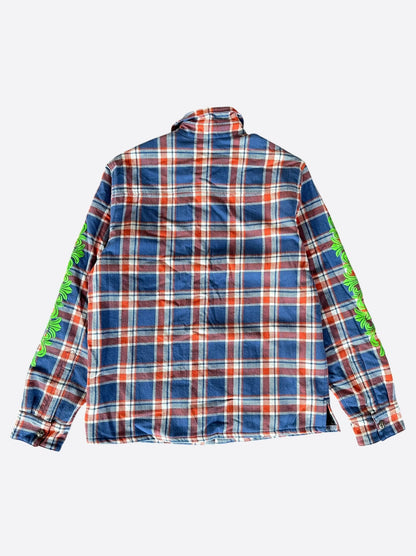 Chrome Hearts Blue & Green Floral Padded Flannel Jacket