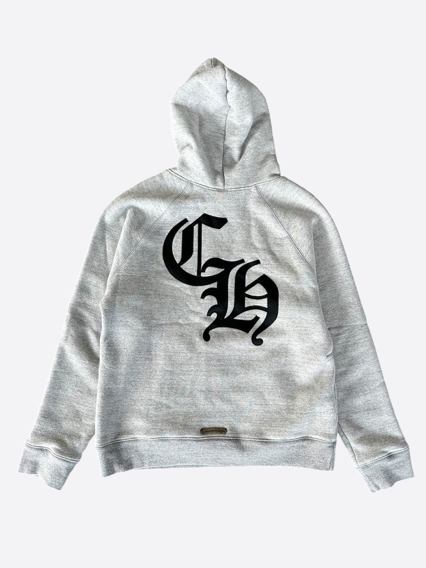 Chrome Hearts Grey & Black Triple Cross CH Logo Embroidered Hoodie