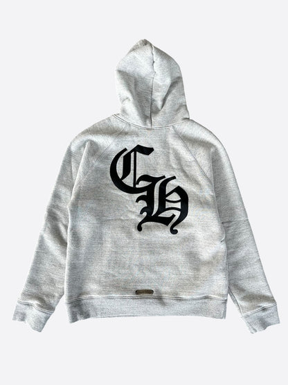 Chrome Hearts Grey & Black Triple Cross CH Logo Embroidered Hoodie
