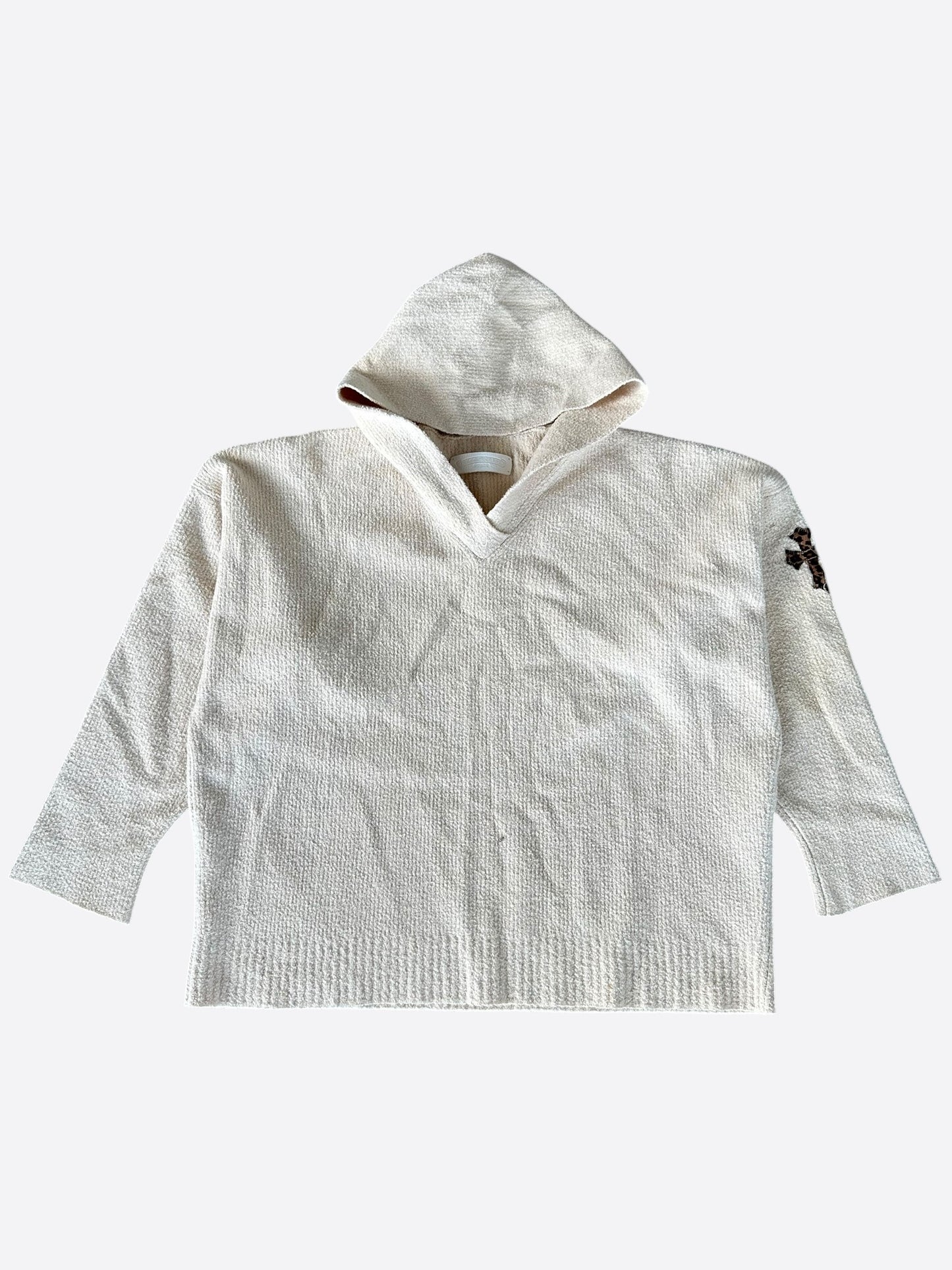Chrome Hearts Beige & Cheetah Cross Patch Knitted Hoodie