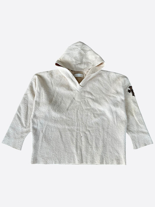 Chrome Hearts Beige & Cheetah Cross Patch Knitted Hoodie