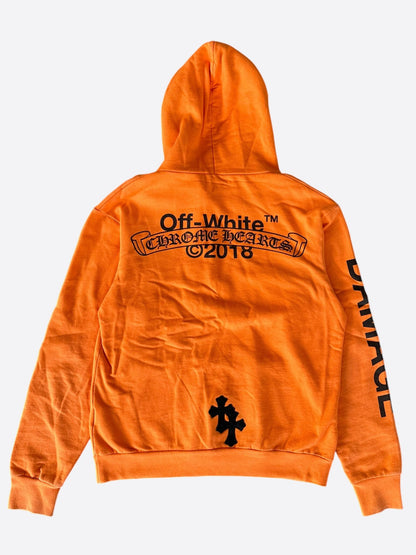 Chrome Hearts Off-White Orange & Black Cross Patch Hoodie