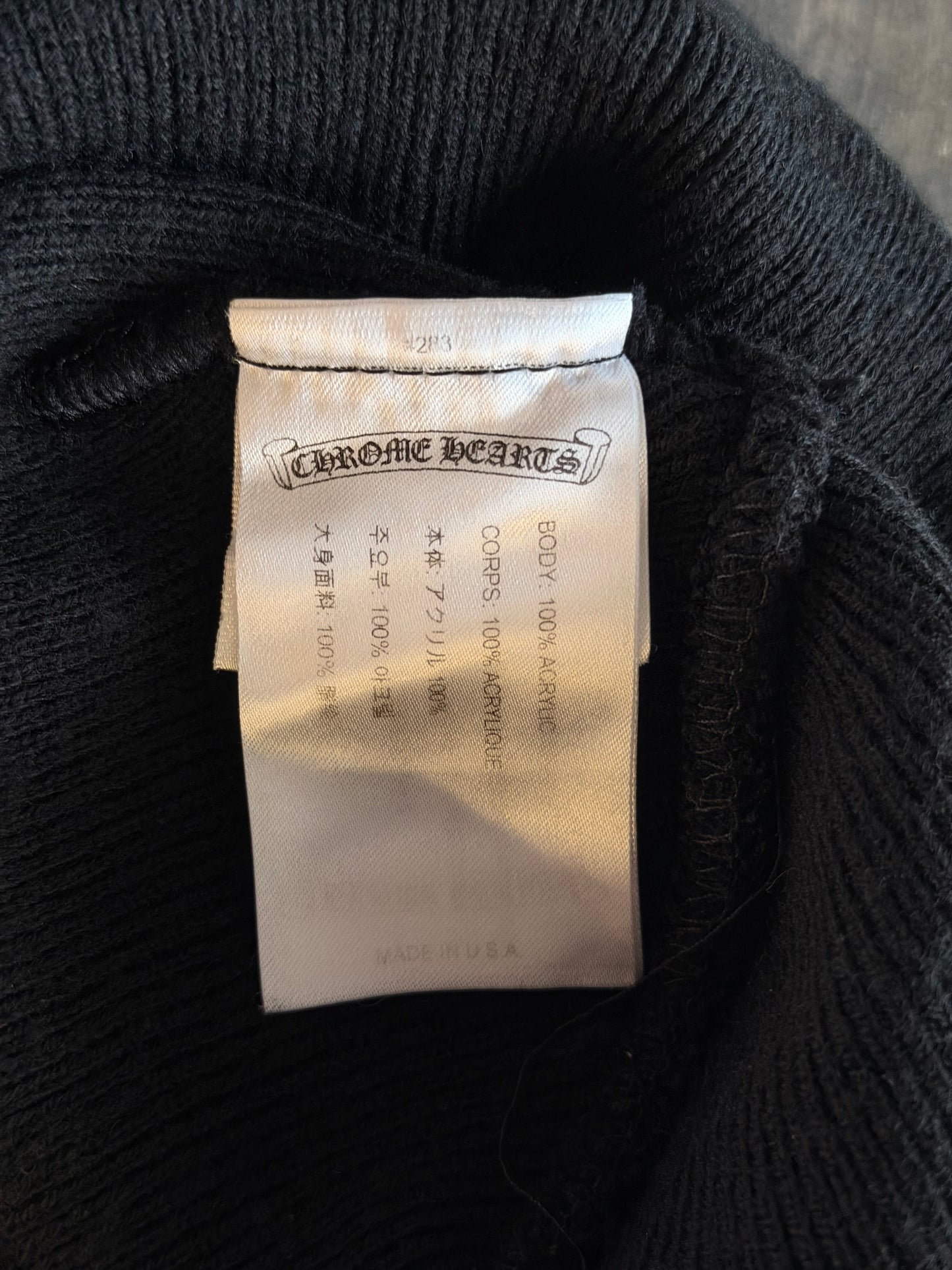 Chrome Hearts Matty Boy Black Embroidered Chomper Logo Beanie