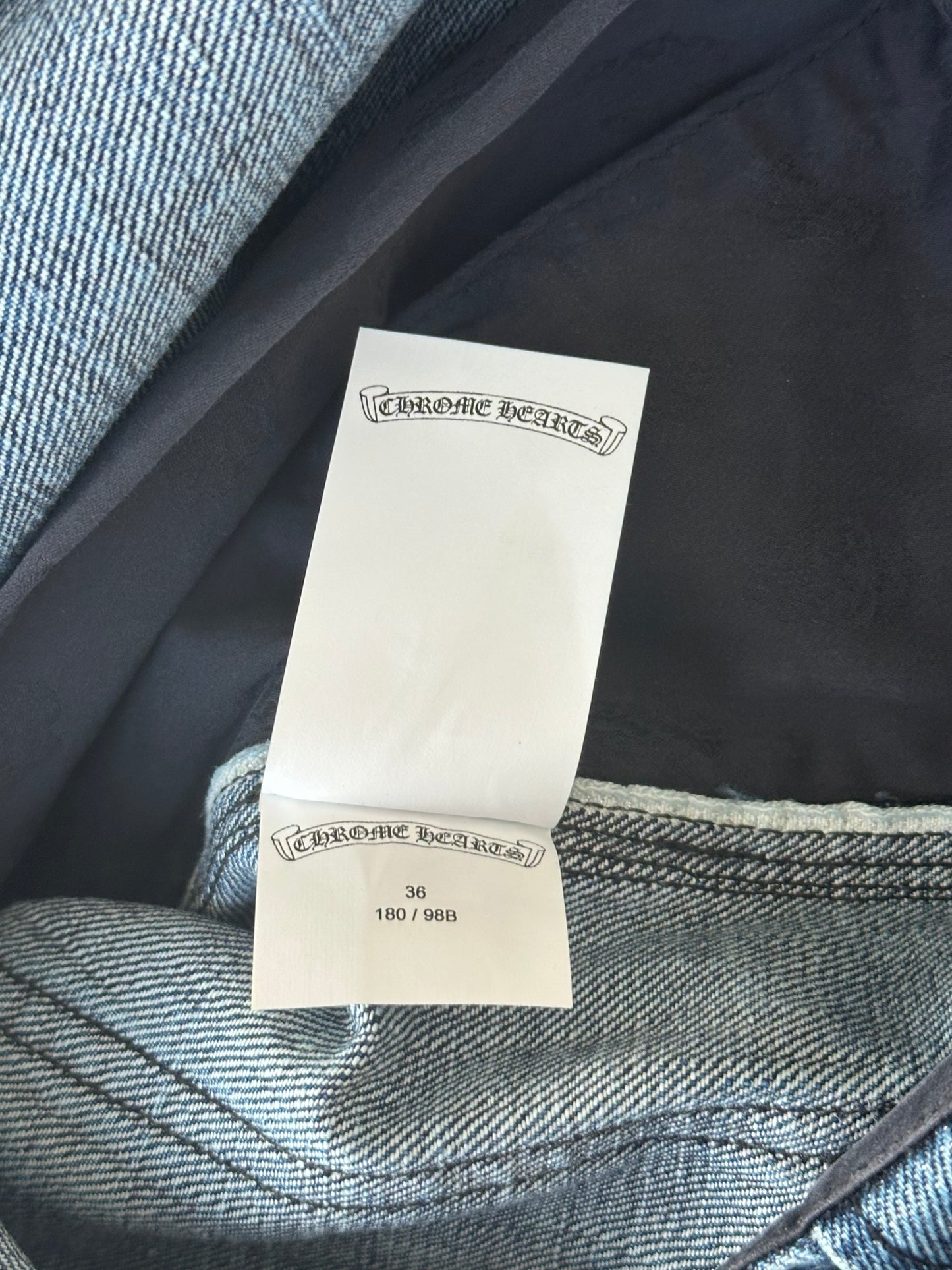 Chrome Hearts Blue, Zebra & Black Cross Patch Carpenter Jeans