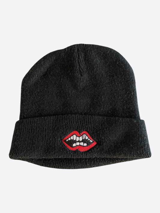 Chrome Hearts Matty Boy Black Embroidered Chomper Logo Beanie