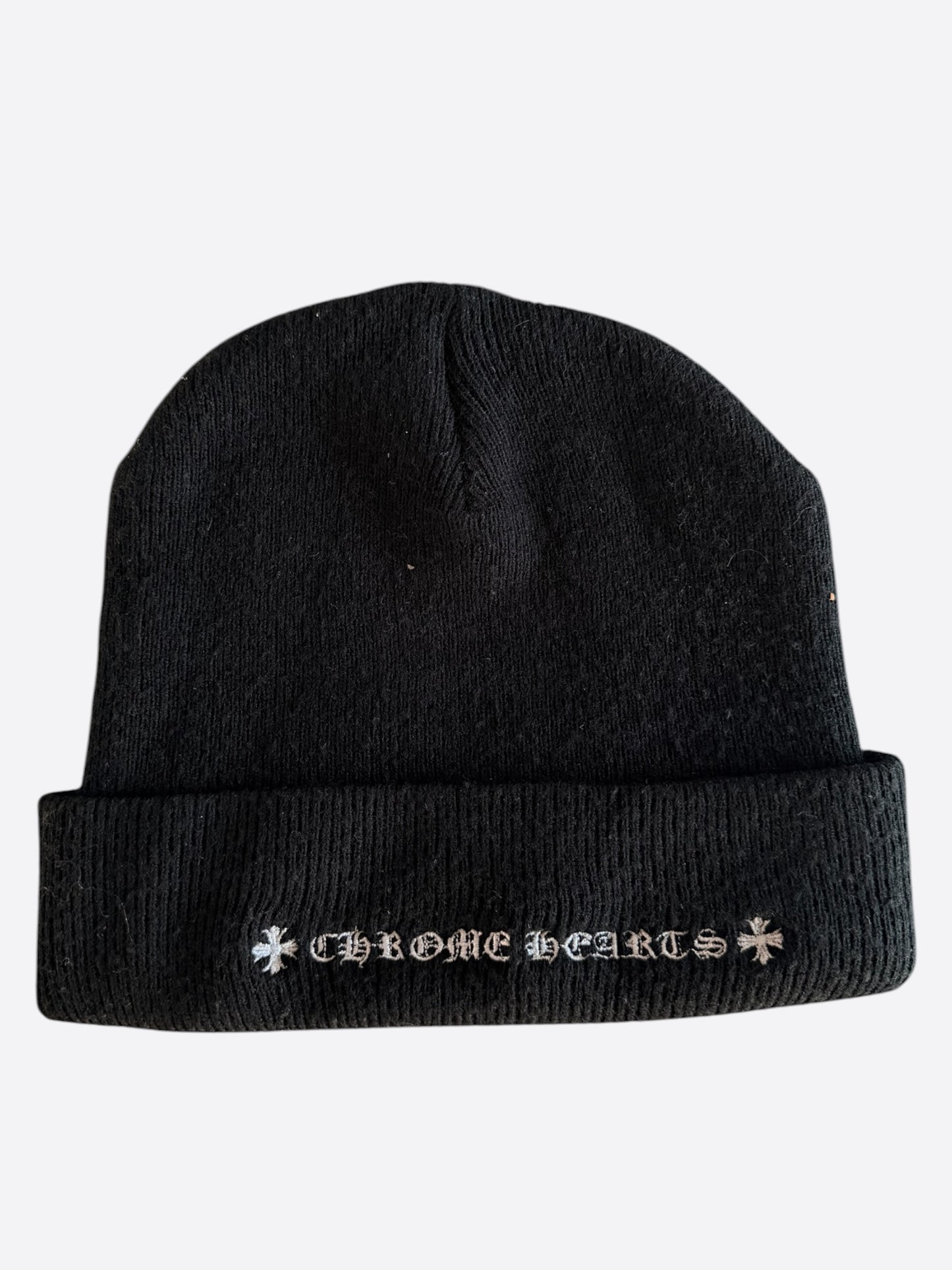 Chrome Hearts Matty Boy Black Embroidered Chomper Logo Beanie