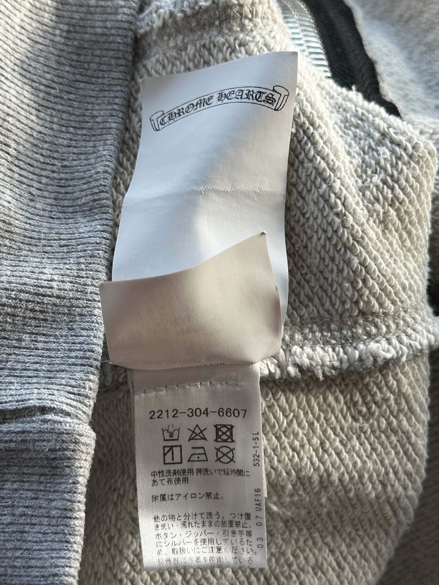 Chrome Hearts Grey & Black Plus Cross Patch Zip Up Hoodie
