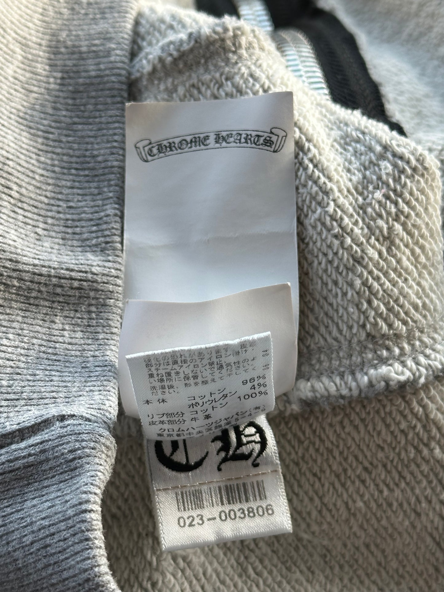 Chrome Hearts Grey & Black Plus Cross Patch Zip Up Hoodie