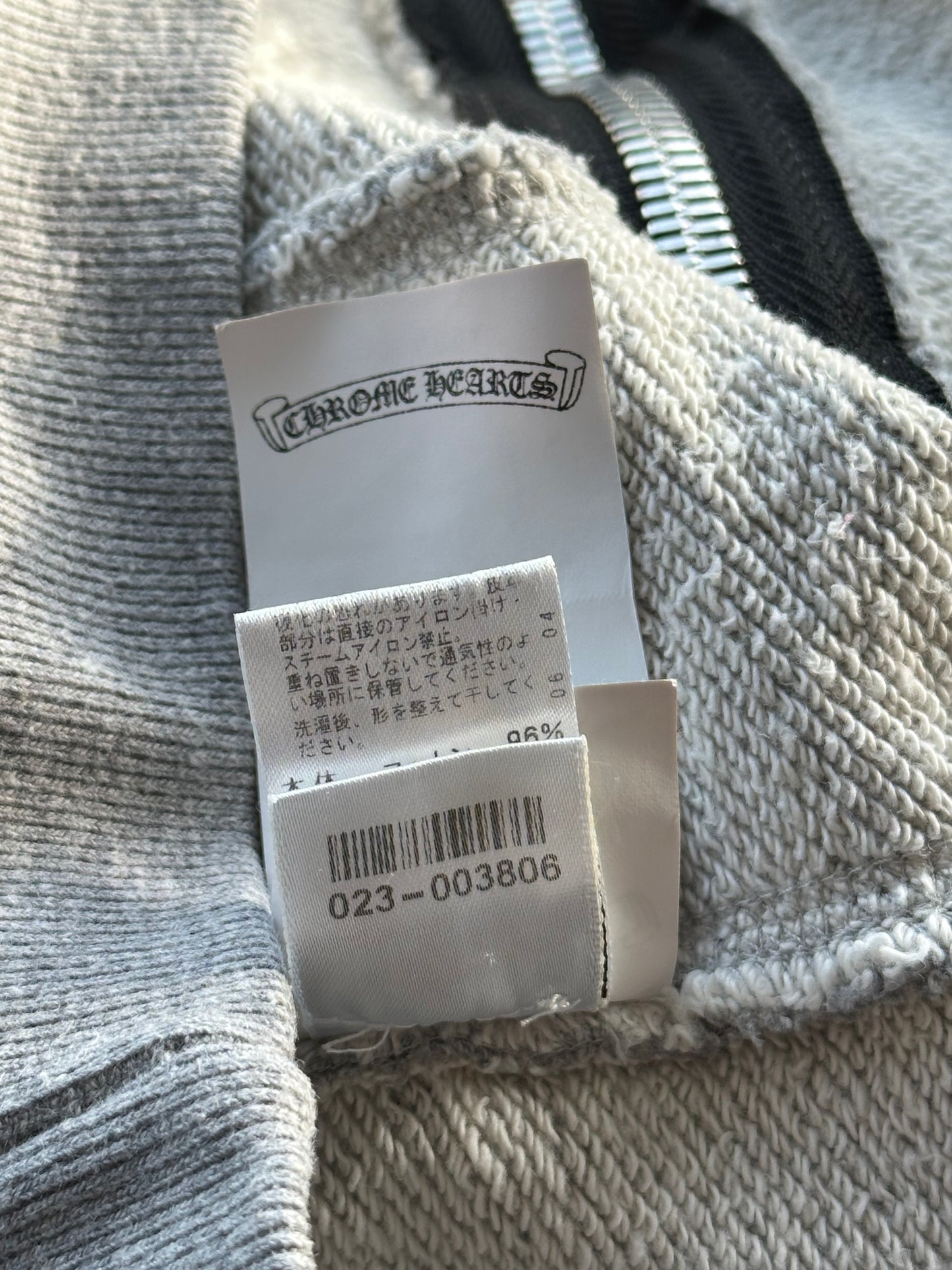 Chrome Hearts Grey & Black Plus Cross Patch Zip Up Hoodie