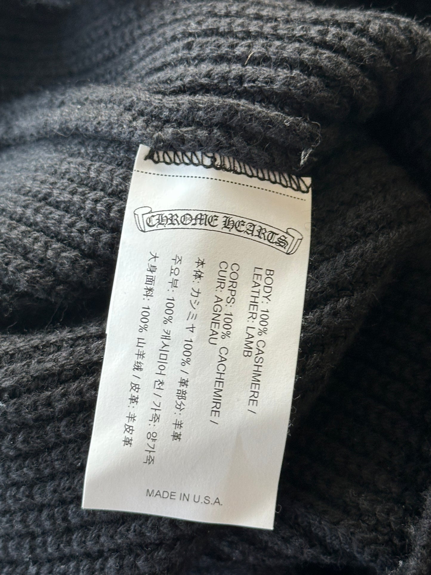 Chrome Hearts Black Triple Cross Patch Cashmere Quarter Zip Sweater