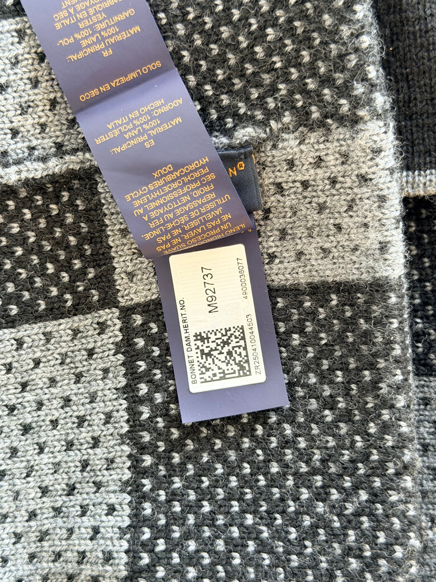 Louis Vuitton Black & Grey Damier Beanie