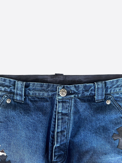 Chrome Hearts Blue, Zebra & Black Cross Patch Carpenter Jeans