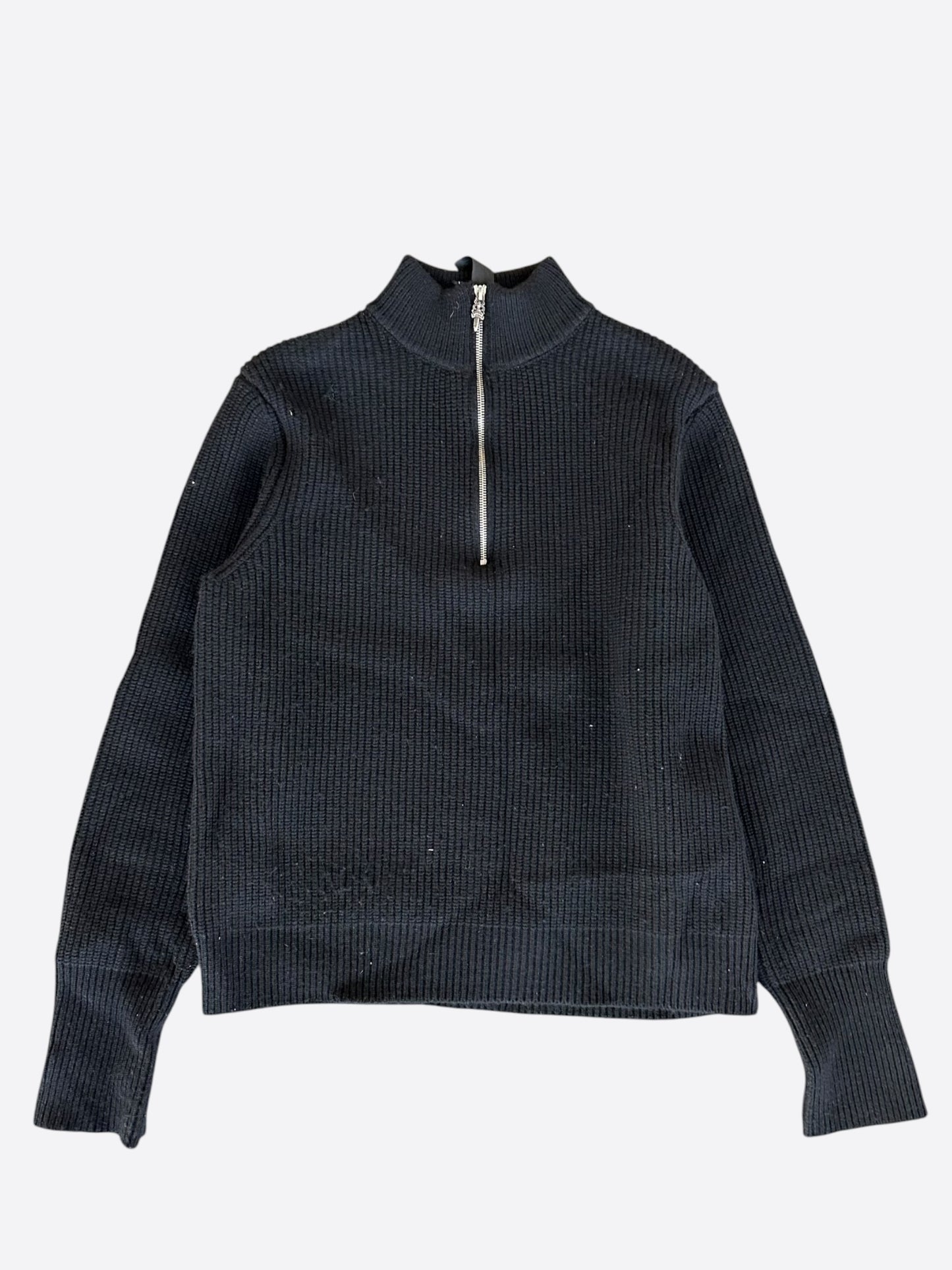 Chrome Hearts Black Triple Cross Patch Cashmere Quarter Zip Sweater
