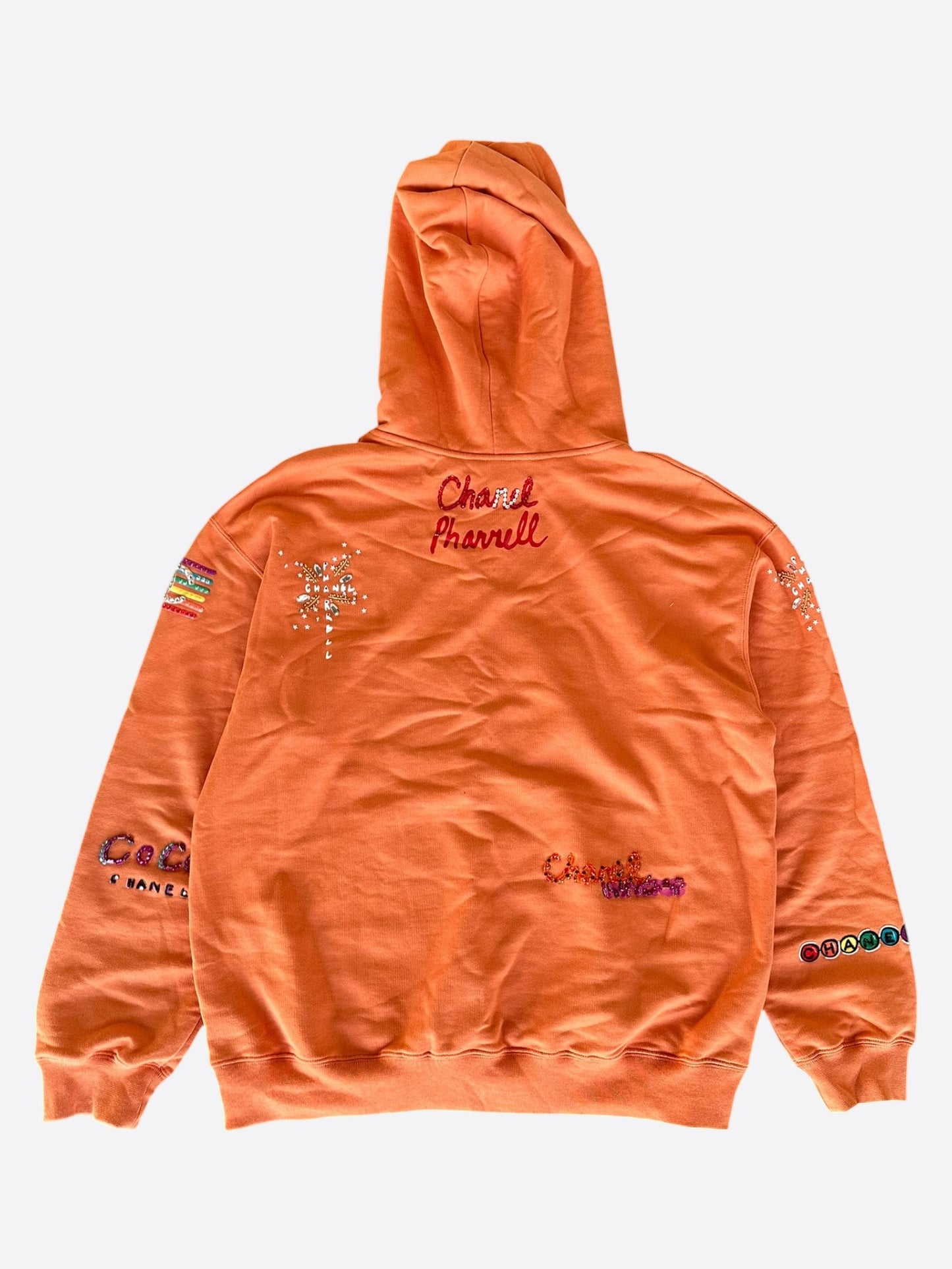 Chanel Pharrell Orange Embroidered Graphics Hoodie