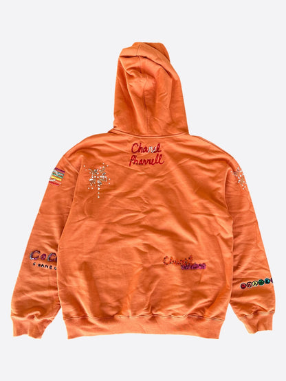 Chanel Pharrell Orange Embroidered Graphics Hoodie