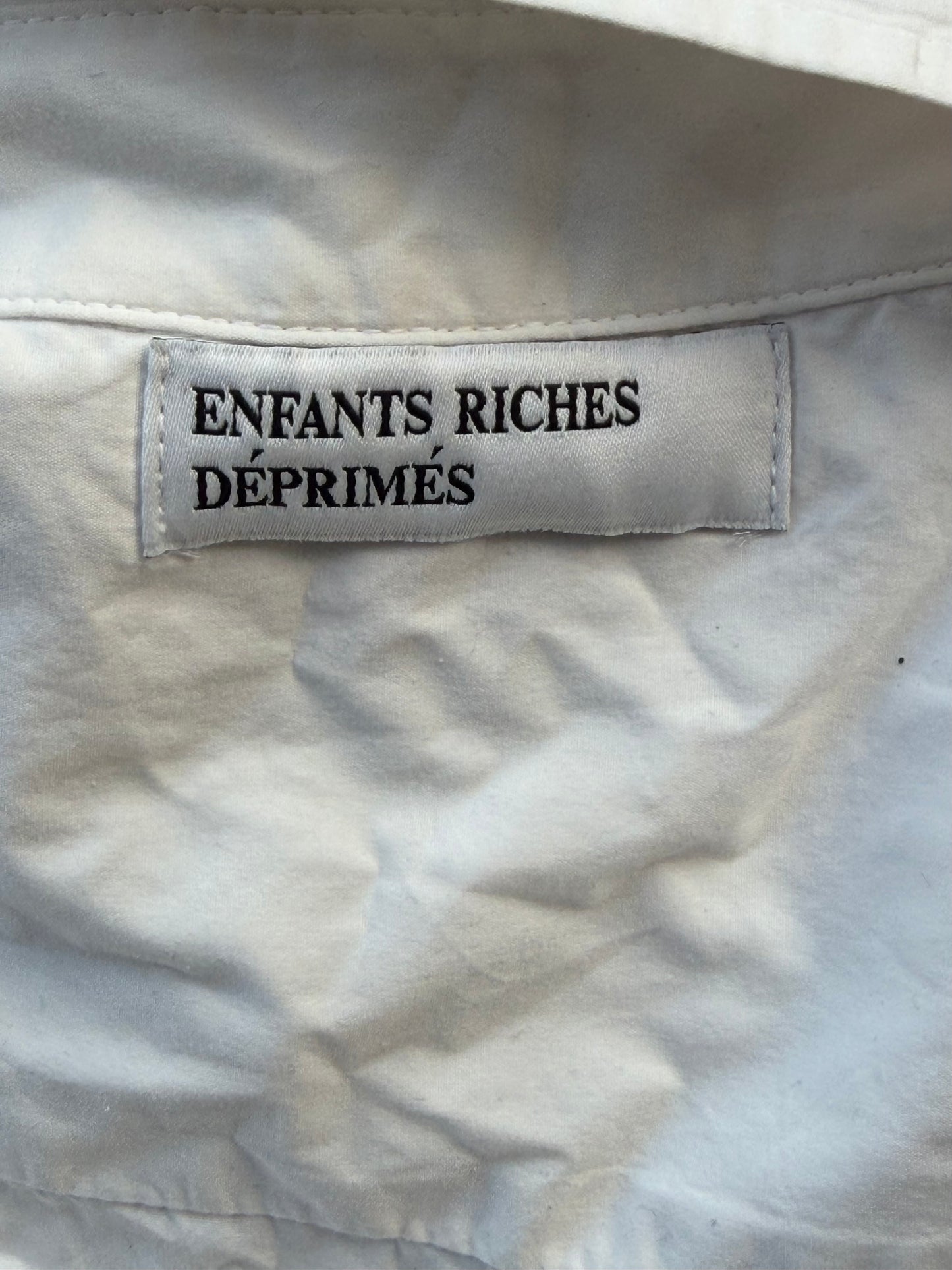Enfants Riches Deprimes White & Red Kiss Distressed Button Up Shirt