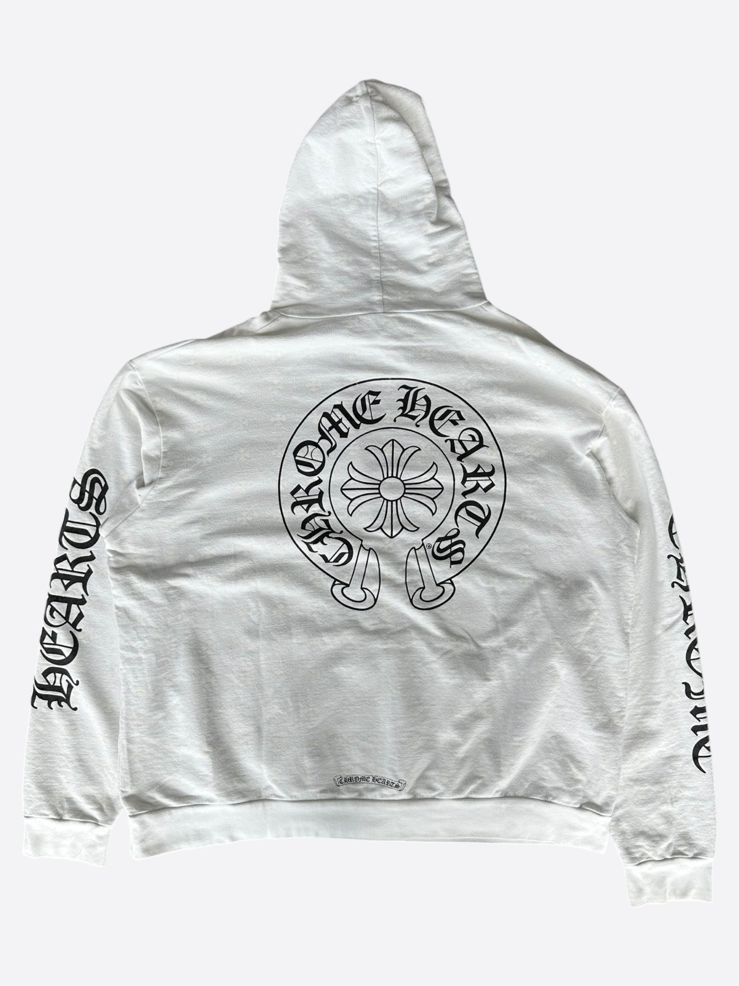 Chrome Hearts White & Black Cross Jacquard Horseshoe Logo Hoodie