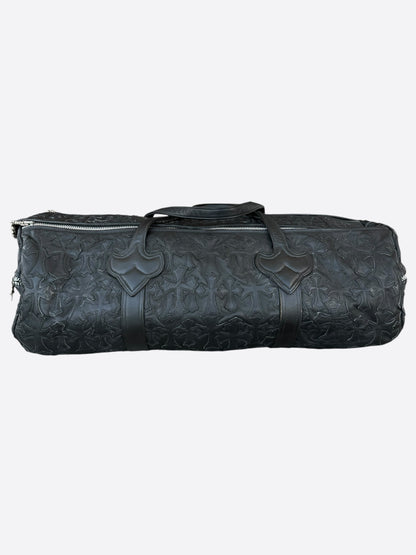Chrome Hearts Black Leather 2XL Cross Patch Duffel Bag