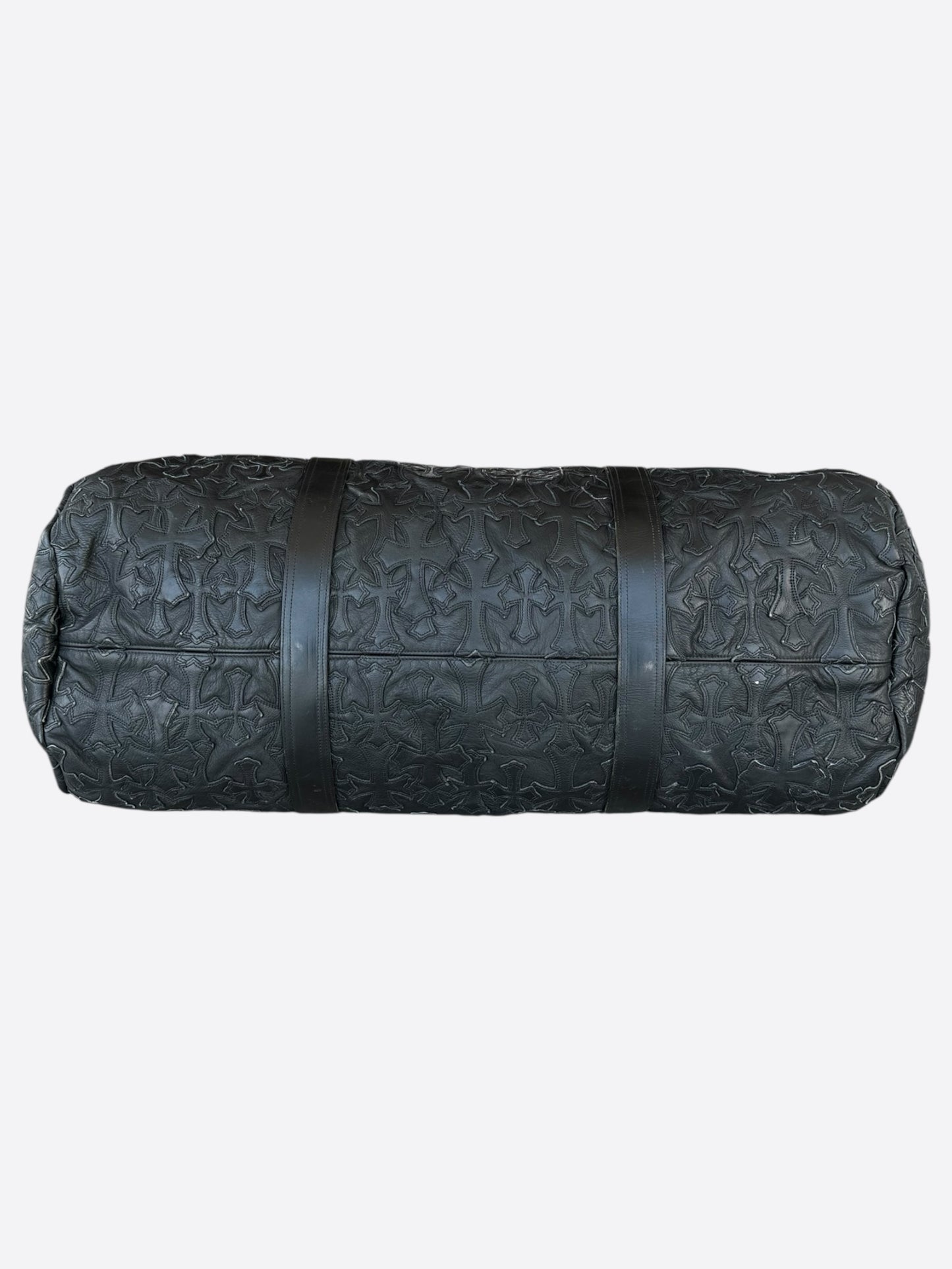 Chrome Hearts Black Leather 2XL Cross Patch Duffel Bag