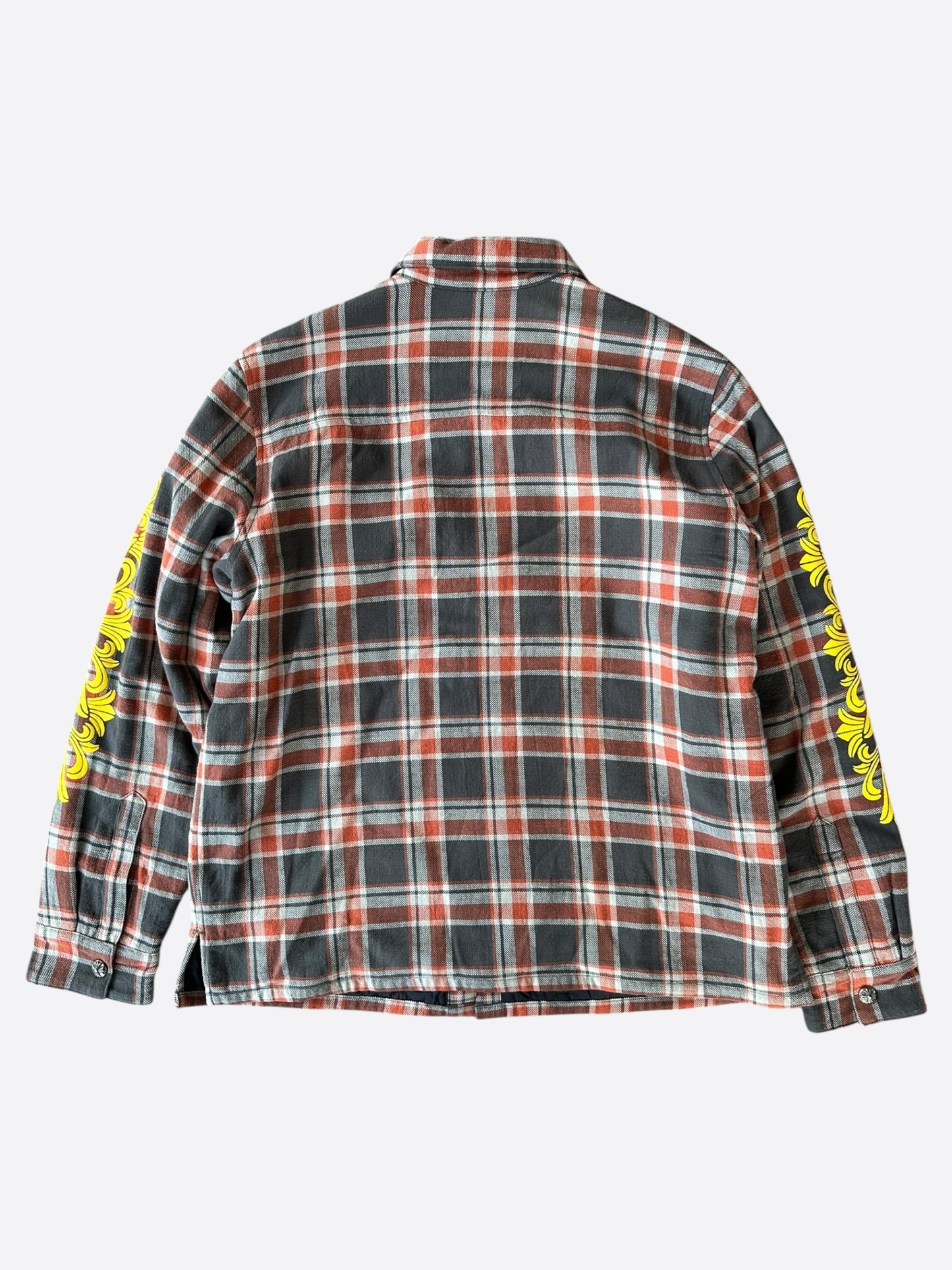 Chrome Hearts Grey & Yellow Floral Padded Flannel Jacket