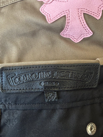 Chrome Hearts Tan, Pink & Checkered Cross Patch Carpenter Pants