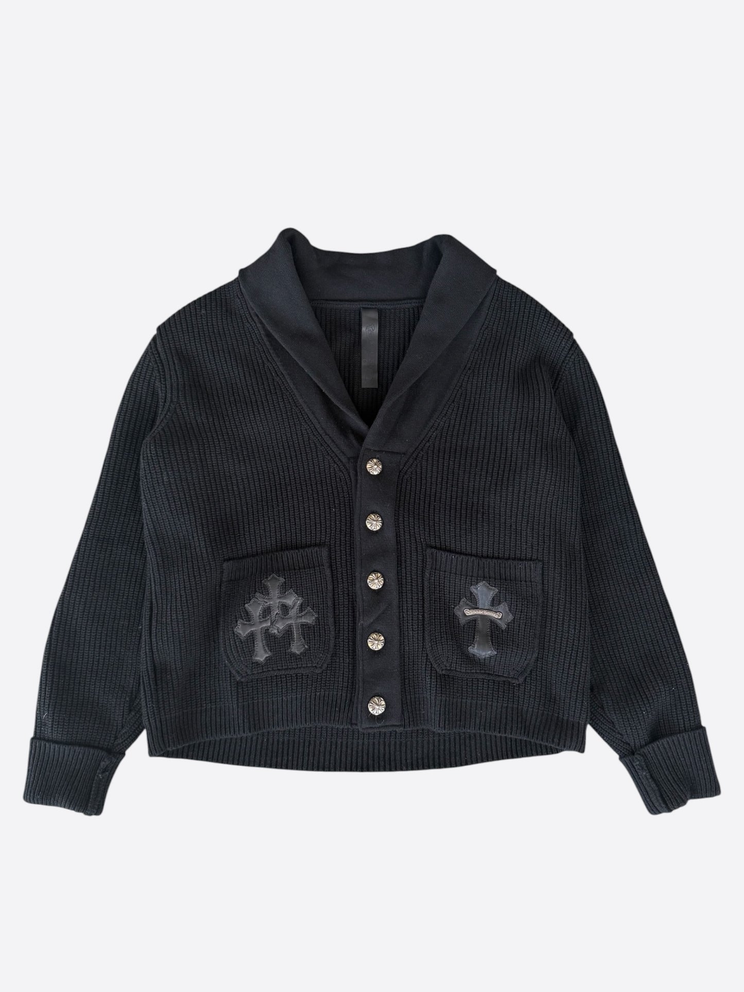 Chrome Hearts Black Triple Cross Patch Cashmere Cardigan