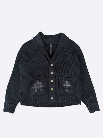 Chrome Hearts Black Triple Cross Patch Cashmere Cardigan