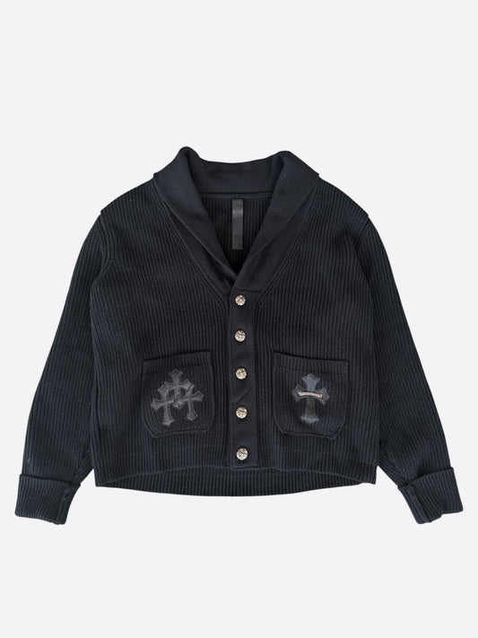 Chrome Hearts Black Triple Cross Patch Cashmere Cardigan