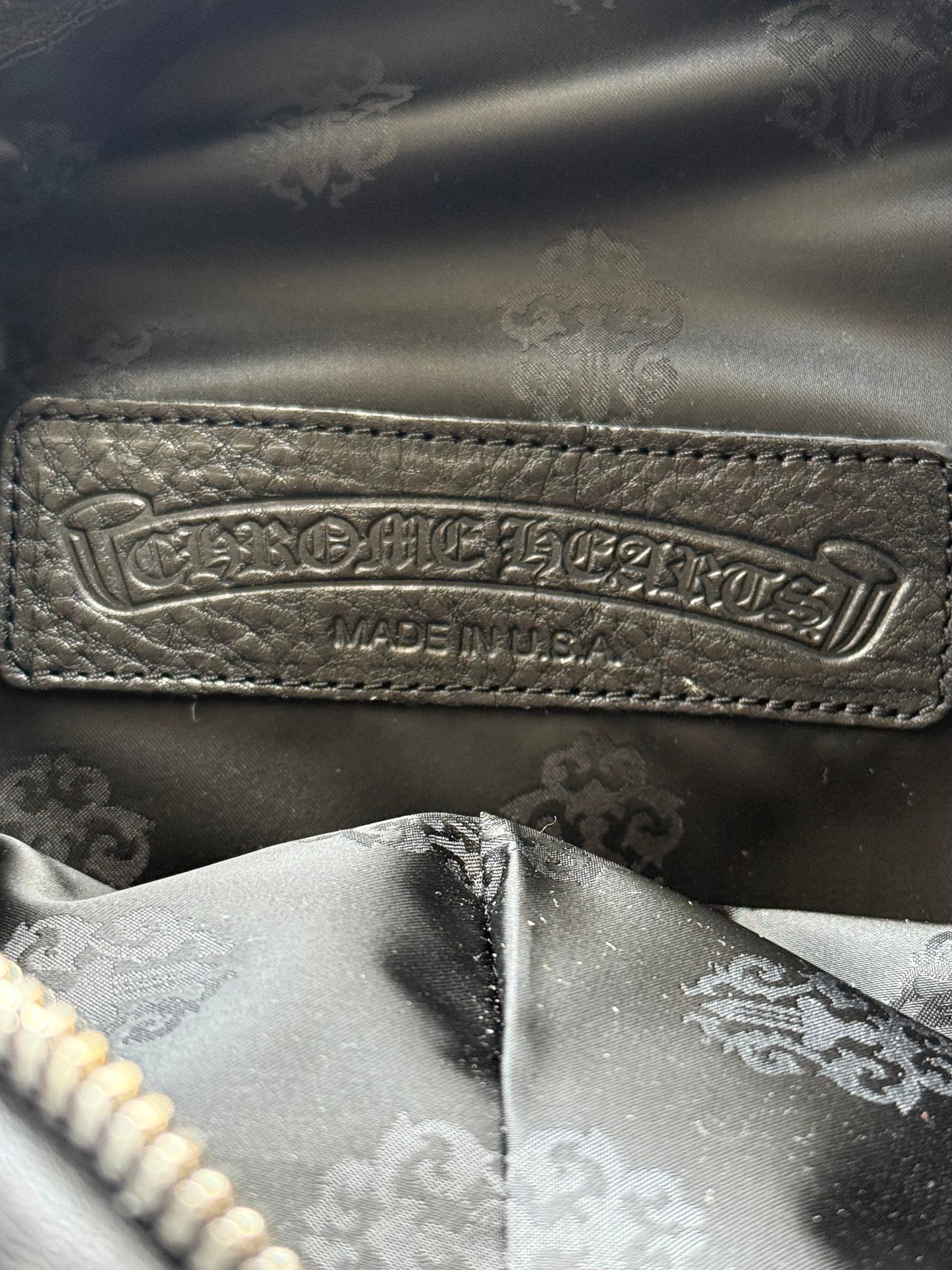 Chrome Hearts Black Leather Cross Patch Duffel Bag