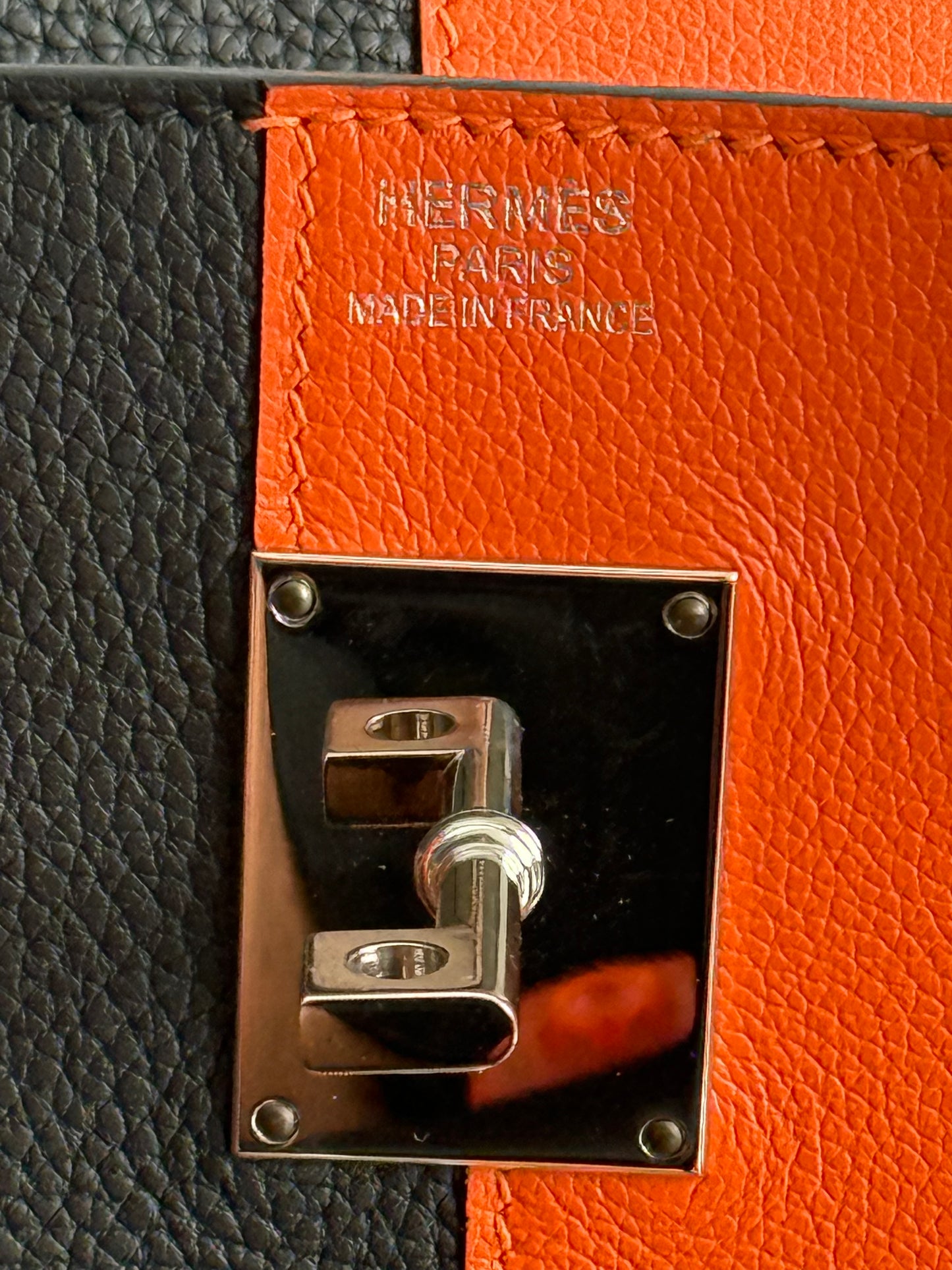 Hermes Black & Orange Togo & Palladium Hardware HAC Birkin 40