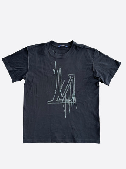 Louis Vuitton Black & White Frequency Logo Embroidered T-Shirt
