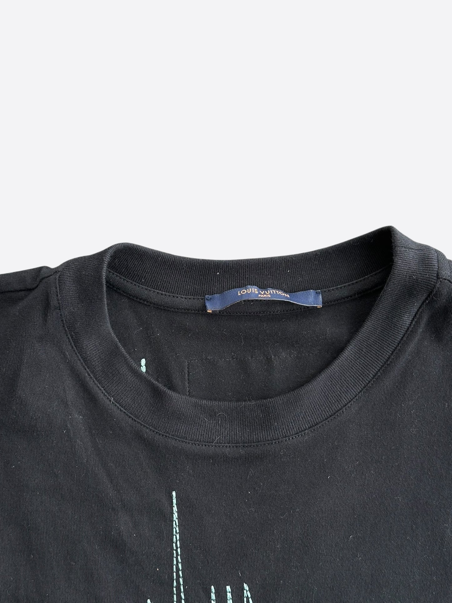 Louis Vuitton Black & White Frequency Logo Embroidered T-Shirt
