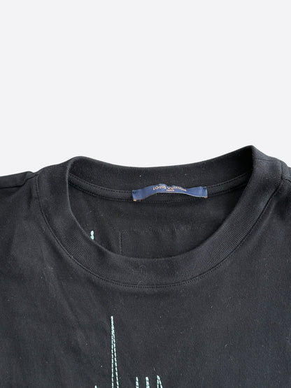 Louis Vuitton Black & White Frequency Logo Embroidered T-Shirt